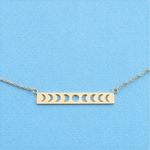 Lunar Moon Phase Bar Necklace 18K Gold Plated